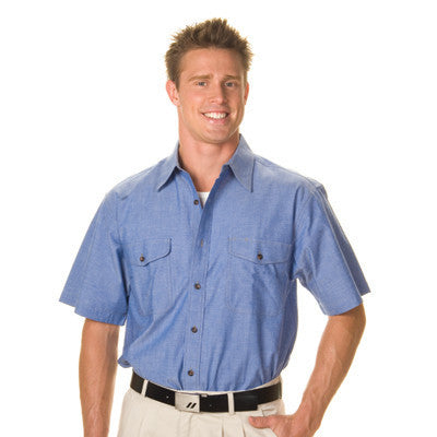 DNC Men's Twin Flap Pocket S/S Cotton Chambray (4103)