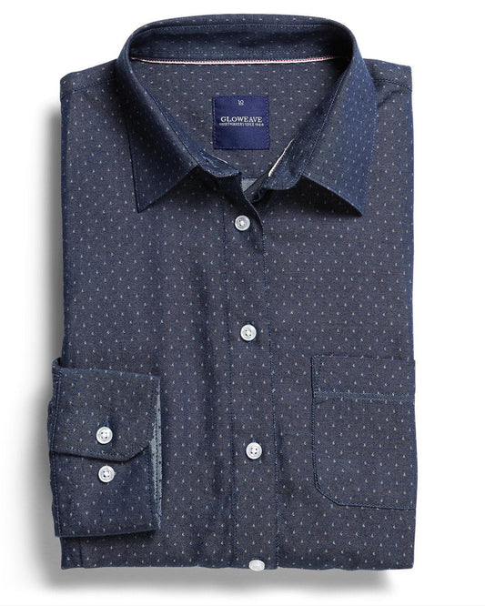 Gloweave Ladies Denim Dobby Long Sleeve Casual Slim Fit Shirt (1714WHL)