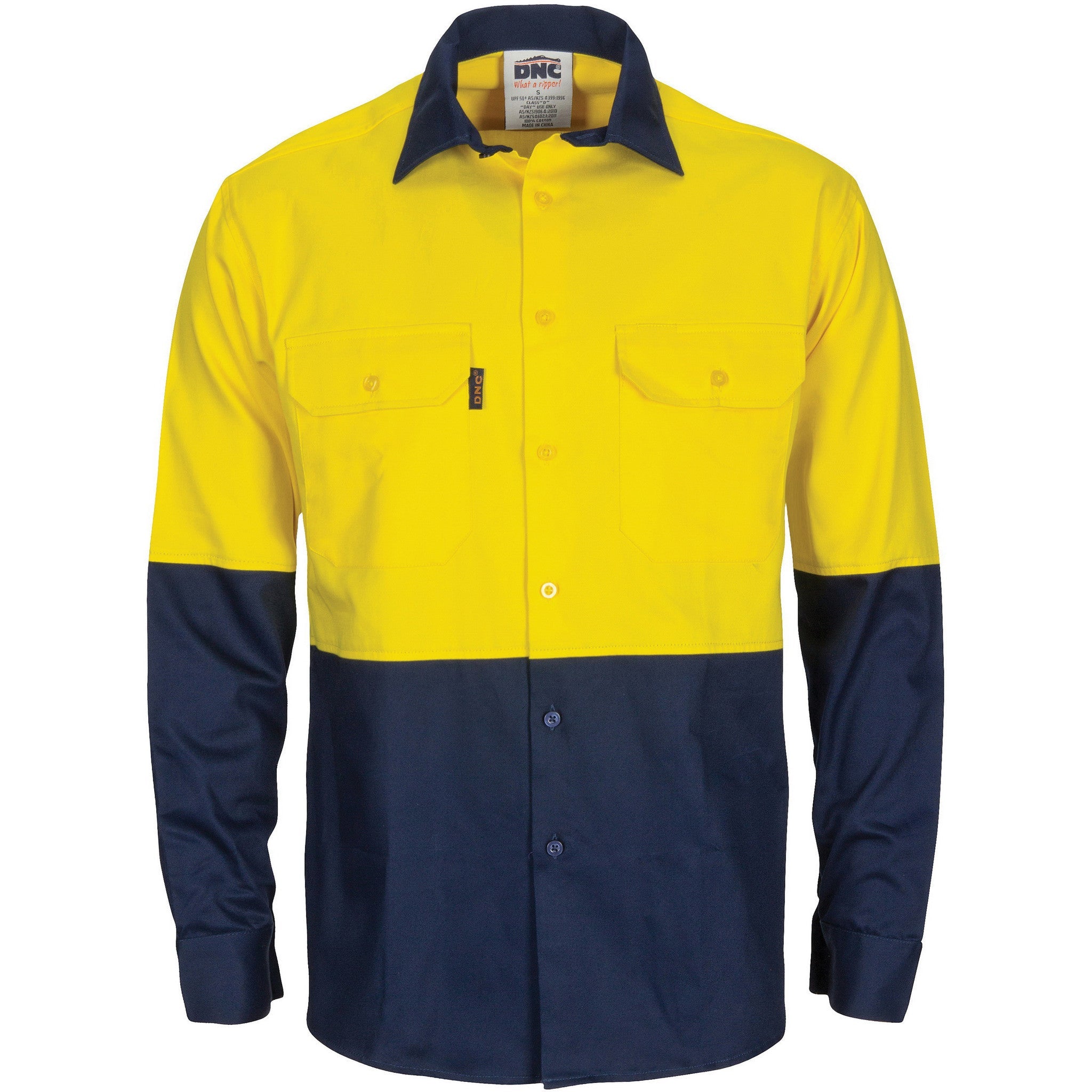 DNC Hi Vis L/W Cool Breeze T2 Vertical Vented Cotton Shirt With Gusset Sleeves L/S (3733)
