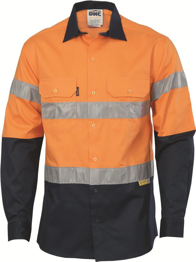 DNC Hi Vis Two Tone Drill Shirts With 3M R/Tape L/S (3736)