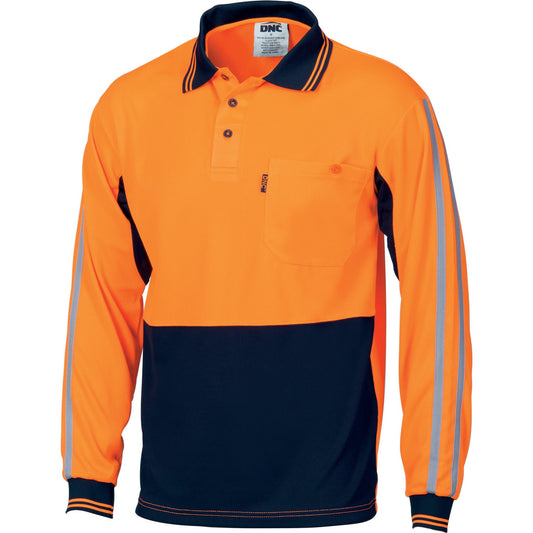 DNC Hi Vis Cool Breathe Stripe Polo Long Sleeve (3756)