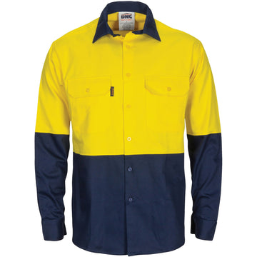 DNC Hi Vis R/W Cool Breeze T2 Vertical Vented Cotton Shirt With Gusset Sleeves Long Sleeve (3781)