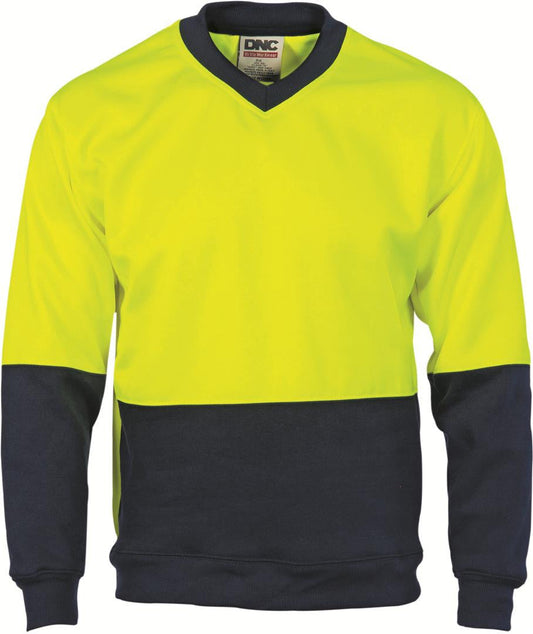 DNC Hi Vis Two Tone Fleecy Sweat Shirt V Neck (3822)