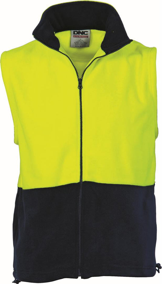 DNC Hi Vis Two Tone Full Zip Polar Fleece Vest (3828)