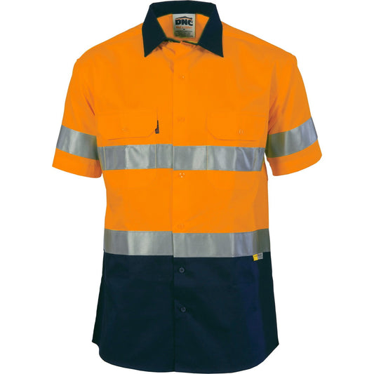 DNC Hi Vis Two Tone Drill Shirt With 3M 8906 R/Tape Short Sleeve (3833)