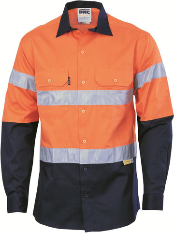 DNC Hi Vis Two Tone Cotton Shirt With 3M 8910 R/Tape Long Sleeve (3836)