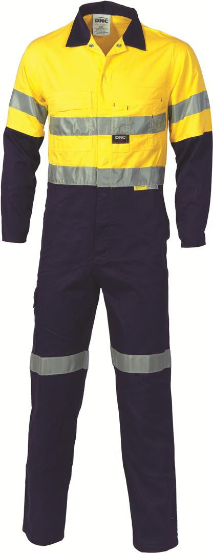 DNC Hi Vis Two Tone Cotton Coverall With 3M R/Tape (3855)