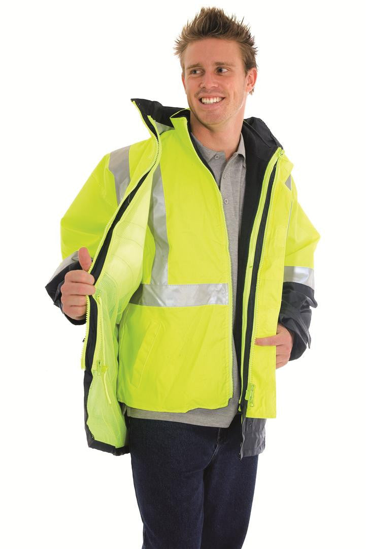 DNC Hi Vis 4 in 1 Two Tone Breathable Jacket With Vest And 3M R/Tape (3864)