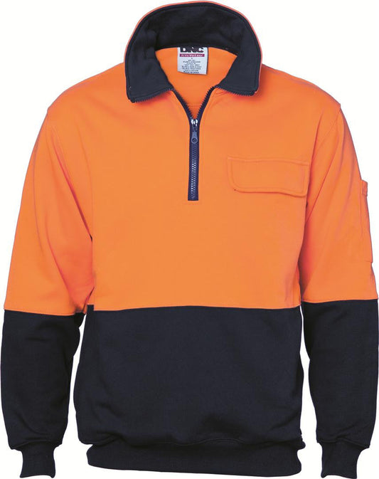 DNC Hi Vis Two Tone 1/2 Zip Cotton Fleecy Windcheater (3923)