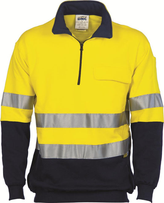 DNC Hi Vis Two Tone 1/2 Zip Cotton Fleecy Windcheater with 3M R/T (3925)