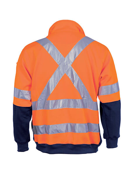 DNC Hi Vis 1/2 Zip Fleecy With ‘X’ Back & Additional Tape On Tail (3930)
