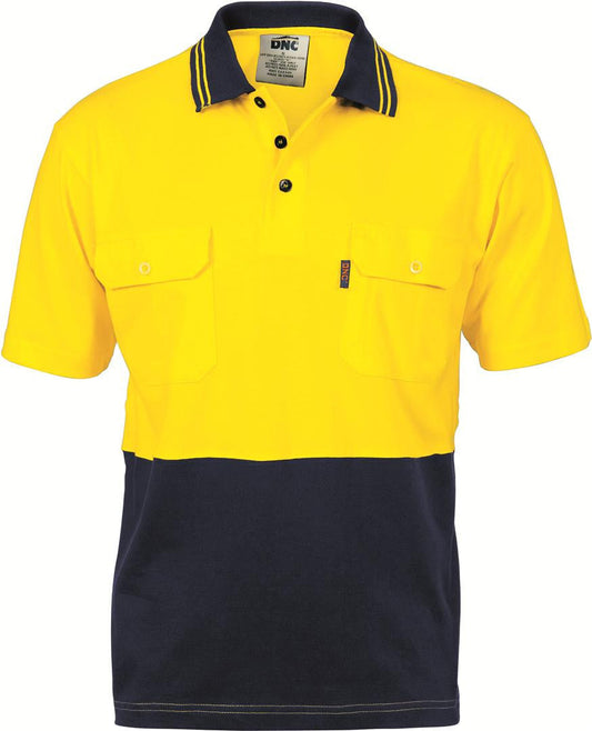 DNC Hi Vis Cool Breeze 2 Tone Cotton Jersey Polo Shirt With Twin Chest Pocket S/S (3943)