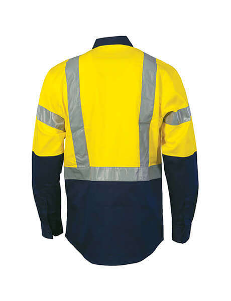 DNC Hi Vis D/N 2 Tone Drill Shirt With H Pattern Reflective Tape Long Sleeve (3983)