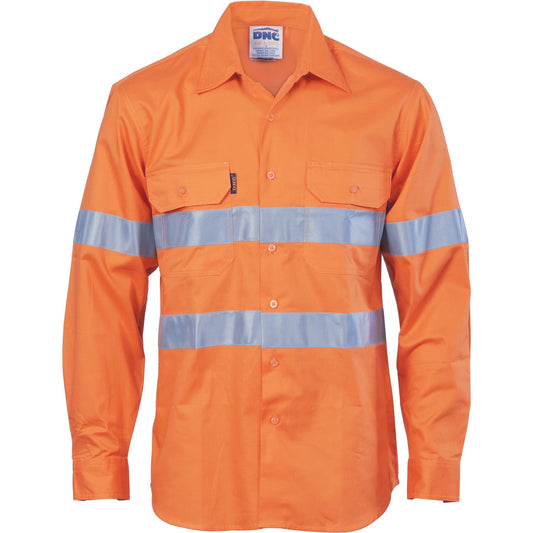 DNC Hi Vis Cool Breeze Vertical Vented Cotton Shirt With Generic R/Tape Long sleeve (3985)