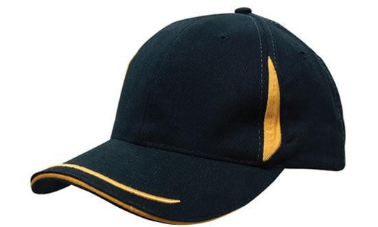 Headwear Brushed Heavy Cotton With Crown Inserts Peak Trim & Sandwich Cap (4098)