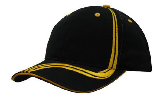 Headwear Brushed Heavy Cotton With Waving Stripes On Crown & Peak Cap (4099)