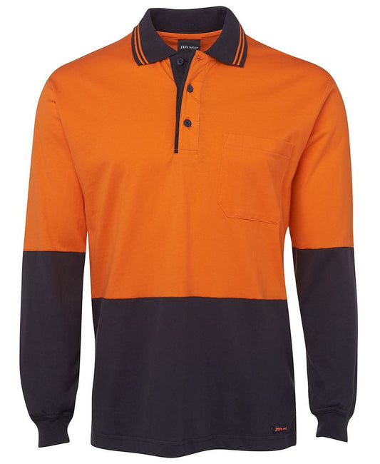 JBs Wear Hi Vis Long Sleeve Cotton Polo - Adults (6CPHL)