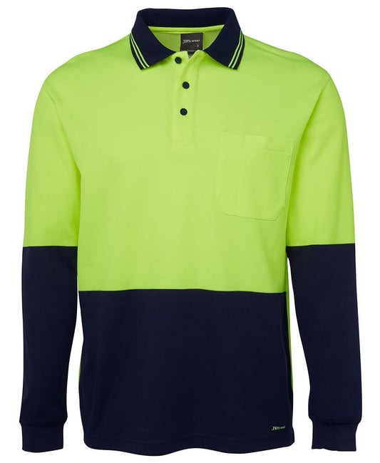 JBs Wear Hi Vis Long Sleeve Cotton Back Polo - Adults (6HPL)