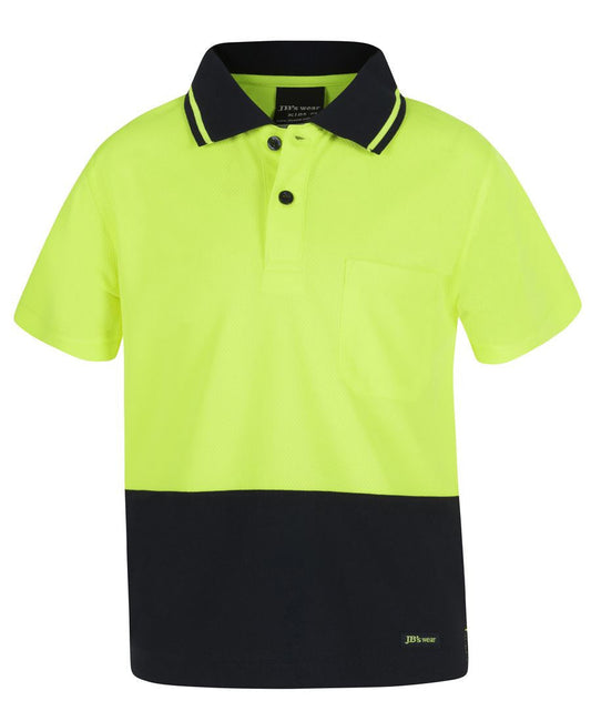 JBs Wear Kids Hi Vis  Non Cuff Traditional Polo (6HVNC)