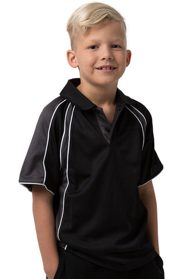 Be Seen Kids Polo Shirt With Contrast Sleeve Edge Piping (The Rozella)