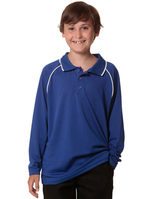 Winning Spirit Marathon Cooldry Raglan Long Sleeve Contrast Polo Kids-(PS43K)