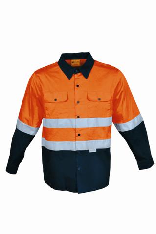 Bocini High-Vis L/S Cotton Drill Shirt With Reflective Tape(SS1232)