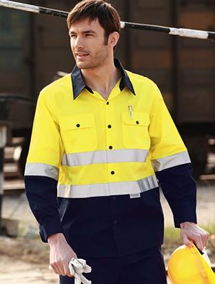 Bocini High-Vis L/S Cotton Drill Shirt With Reflective Tape(SS1232)
