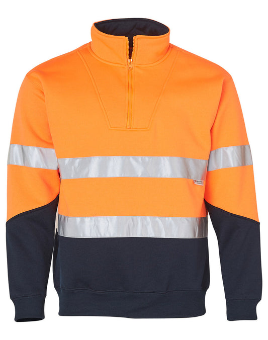 Winning Spirit Men's Hi-Vis Long Fleece Sweat with Collar and 3M Tapes (SW14)