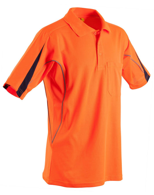 Winning Spirit Men's Hi-Vis Legend Short Polo with Reflective Piping (SW25A)