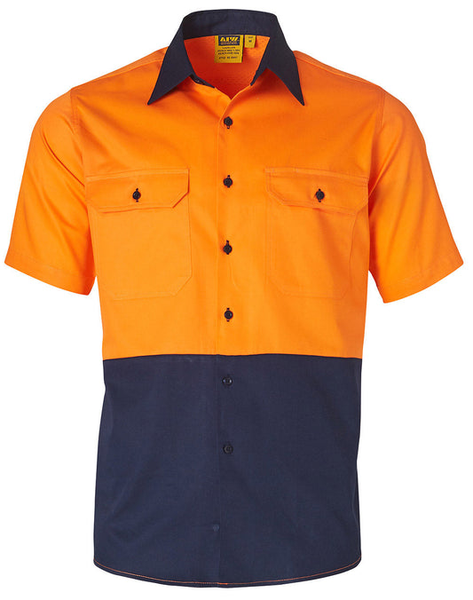 Winning Spirit Hi-Vis Two Tone Cool-Breeze Short Sleeve Cotton Work Shirt-(SW57)