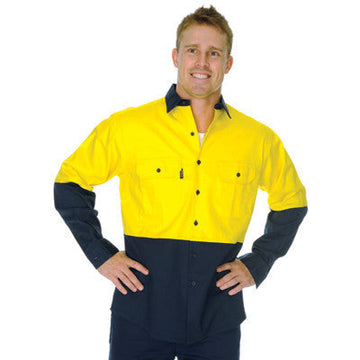 DNC Hi Vis 2 Tone Cotton Drill L/S Vented Shirt (3981)