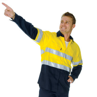 DNC Hi Vis Cool Breeze Vertical Vented Cotton Shirt With Generic R/Tape Long sleeve (3984)