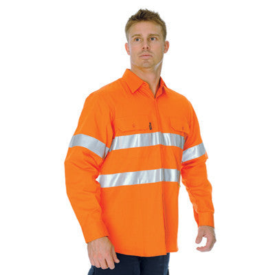 DNC Hi Vis Cool Breeze Vertical Vented Cotton Shirt With Generic R/Tape Long sleeve (3985)