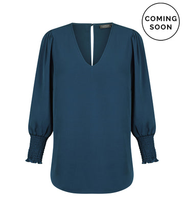 Gloweave V Neck Shirred Cuff Top (1803WZ) 2nd Color