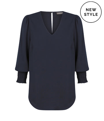 Gloweave V Neck Shirred Cuff Top (1803WZ)
