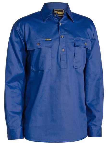 Bisley Closed Front Cotton Drill Shirt - Long Sleeve (BSC6433)