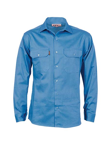 DNC Cotton Drill L/S Work Shirt With Gusset Sleeve (3209)