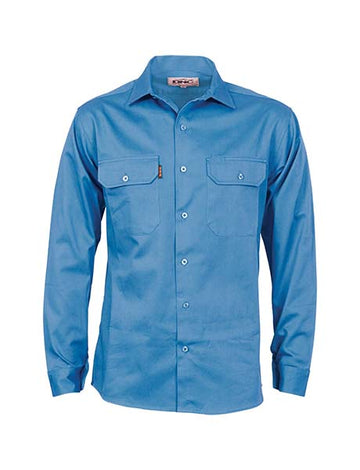 DNC Cotton Drill L/S Work Shirt With Gusset Sleeve (3209)