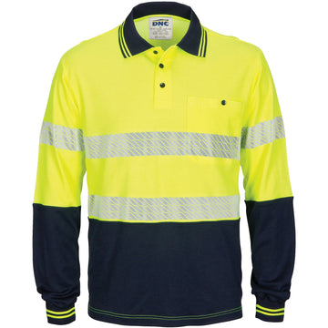 DNC Hi Vis Segment Taped Cotton Backed Polo Long Sleeve (3518)