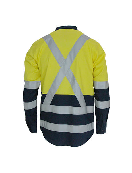 DNC Hi Vis 2 Tone L/W Cotton Bio Motion & "X" Back Shirt With CSR R/Tape L/S (3547)
