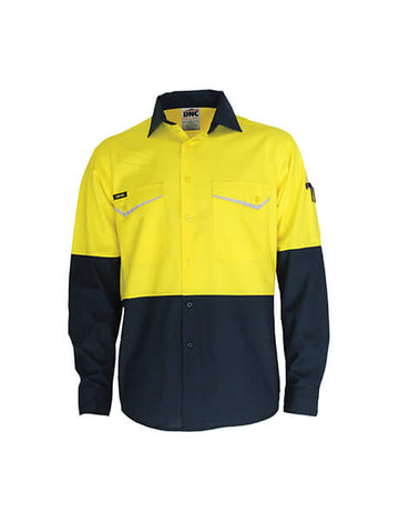 DNC Two Tone Rip Stop Cotton Cool Shirt L/S (3586)