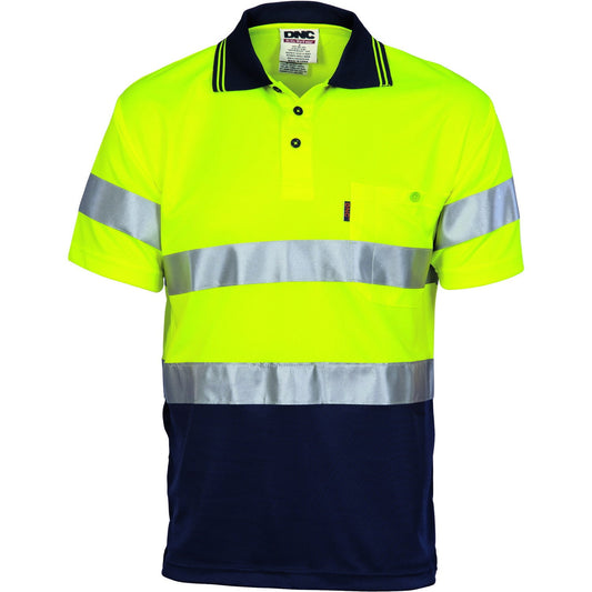 DNC Hi Vis D/D Cool Breathe Polo Shirt With CSR R/Tape Short Sleeve (3715)