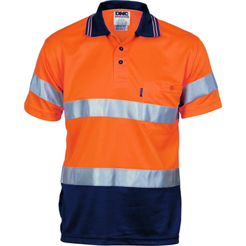 DNC Hi Vis D/D Cool Breathe Polo Shirt With CSR R/Tape Short Sleeve (3715)