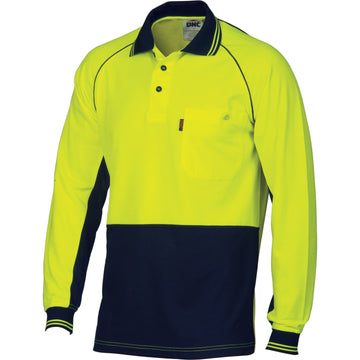 DNC Hi Vis Cotton Backed Cool Breeze Contrast Polo Long Sleeve (3720)
