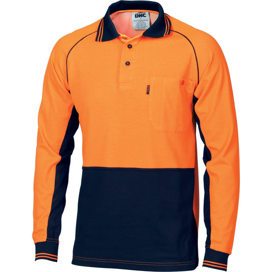 DNC Hi Vis Cotton Backed Cool Breeze Contrast Polo Long Sleeve (3720)