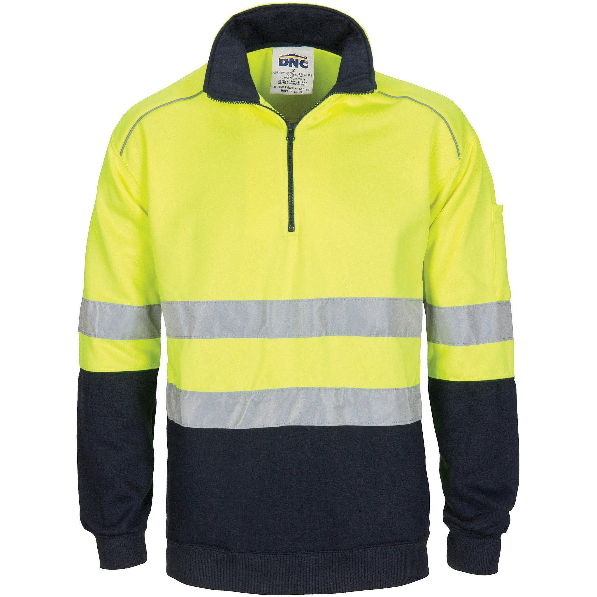 DNC Hi Vis 1/2 Zip Fleecy With Hoop Pattern CSR Reflective Tape (3729)