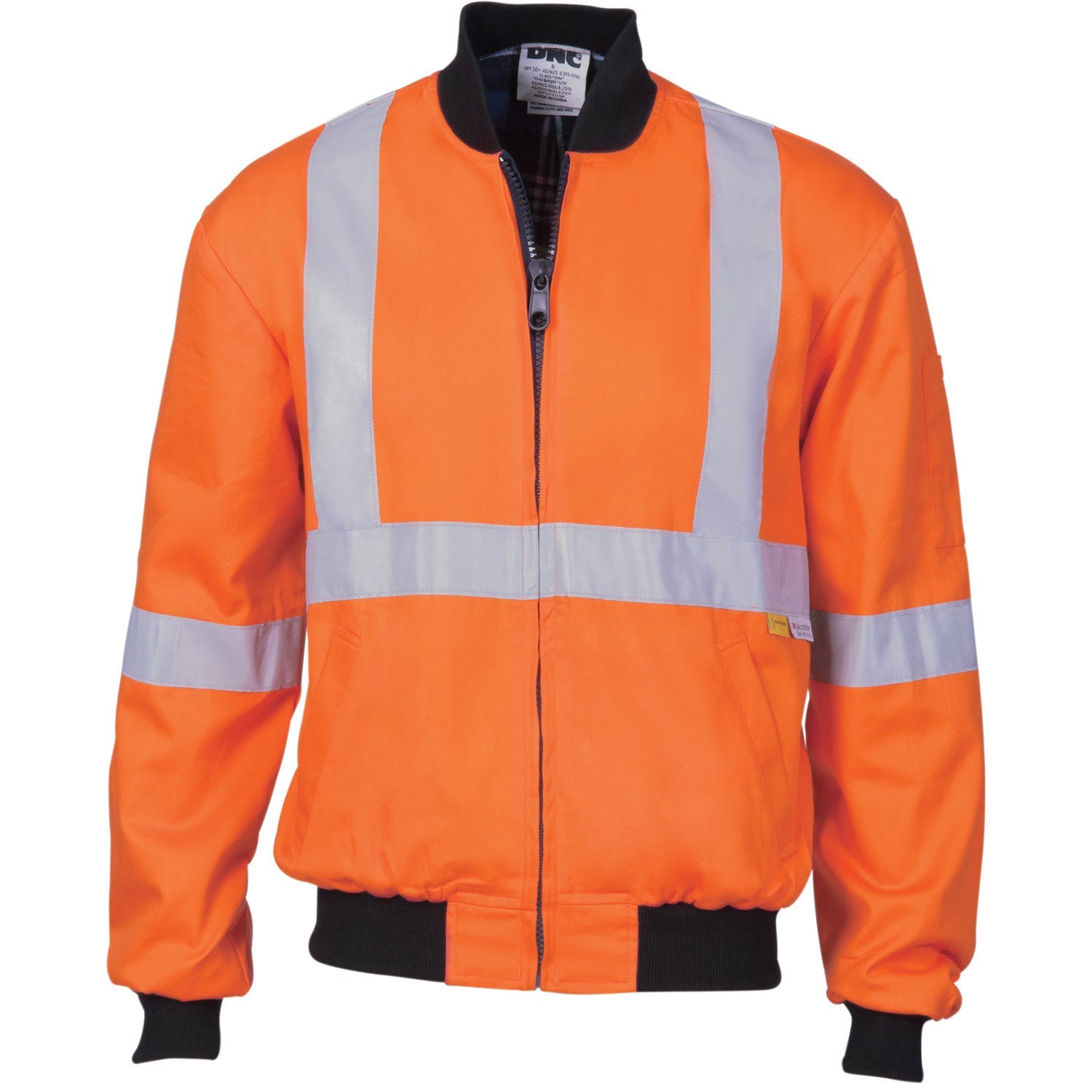 DNC Hi Vis Cotton Bomber Jacket with ‘X’ Back & Additional CSR R/Tape Below (3759)