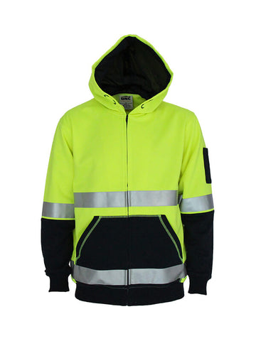 DNC Hi Vis 2 Tone Full Zip Super Fleecy Hoodie With CSR R/Tape (3788)