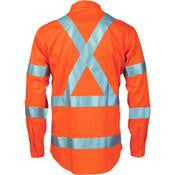DNC Hi Vis Cool Reeze Cotton Shirt With Double Hoop On Arms & 'X' Back CSR R/Tape-L/S (3789)