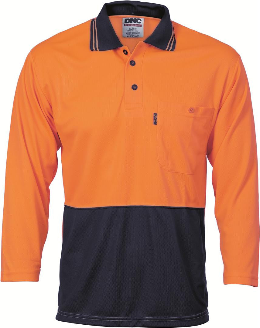 DNC Hi Vis Two Tone Cool Breathe Polo Shirt 3/4 Sleeve (3812)